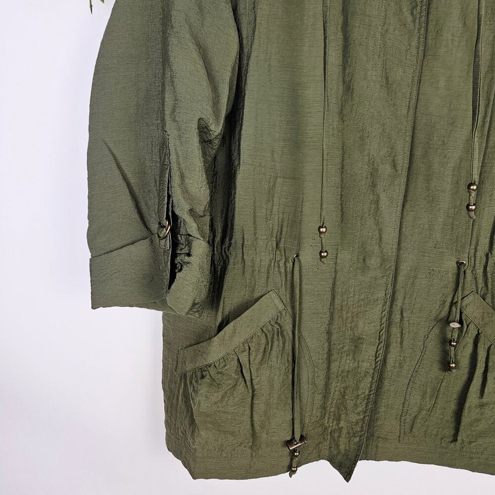 Coldwater Creek Green Casual Outdoor Jacket Medium Drawstring Pockets Fall Boho - Picture 7 of 12